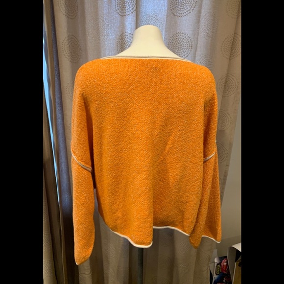 Free People Vibrant Orange Scoop Neck Sweater XL - Picture 7 of 7